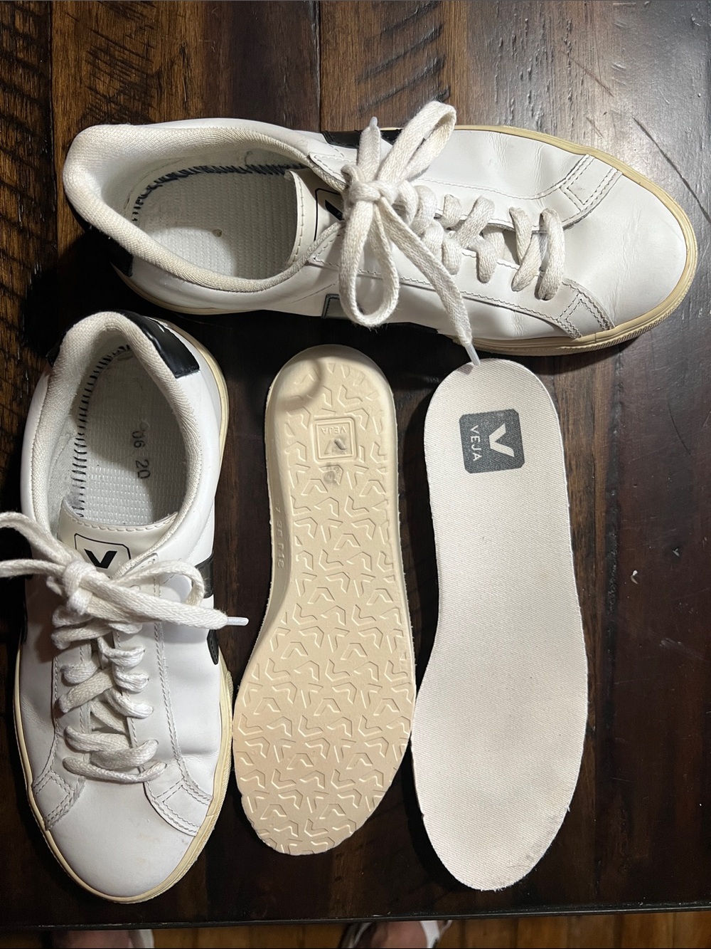 Veja White Leather Sneakers with Black V Logo Detail size 7 - Picture 15 of 15